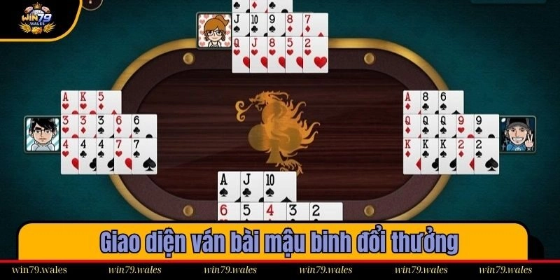 Giao diện ván bài mậu binh đổi thưởng đang trong quá trình so chi
